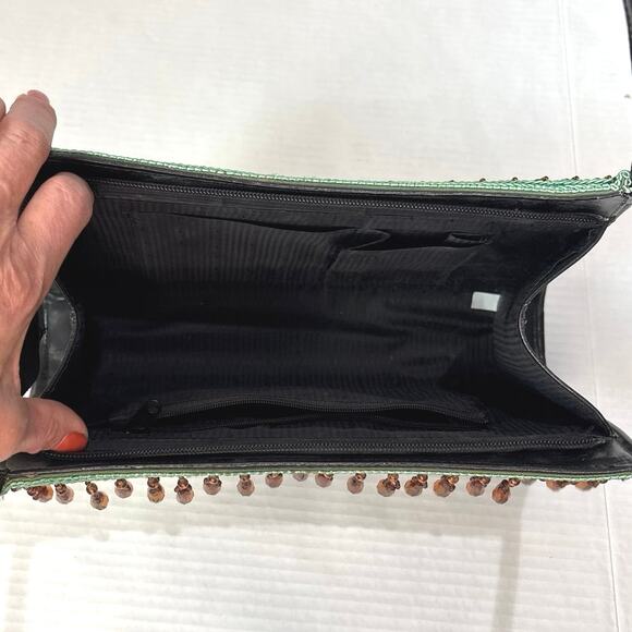 Christmas, Festive Maltese Dog Gold Tassel  Beads Tote, Shoulder & Hand Bag - Picture 9 of 9